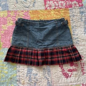 Y2K Plaid Denim Skirt